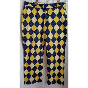 Loudmouth Men's 36 Pants Argyle Blue Yellow 30L